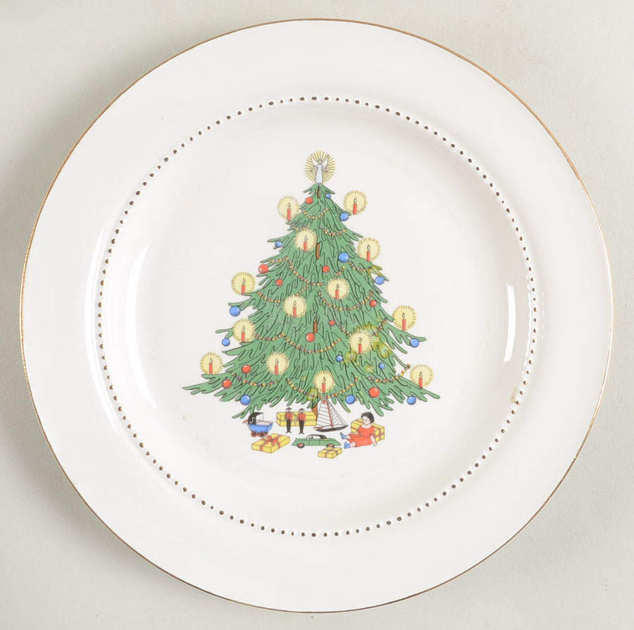 Christmas Tree & Holly Salad Plate by Hall-1