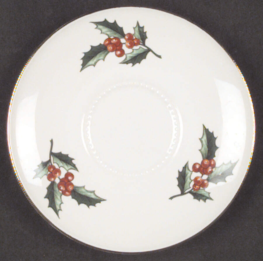 Christmas Tree & Holly Saucer for Footed Cup by Hall-1