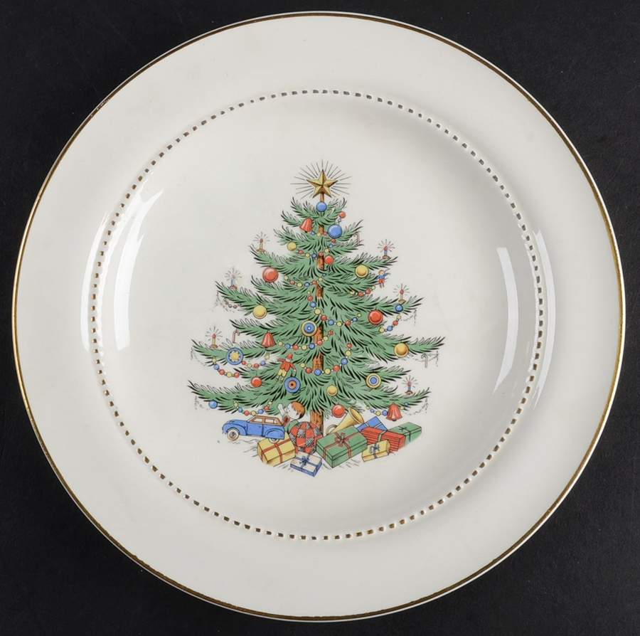 Christmas Tree & Holly Salad Plate by Hall-1