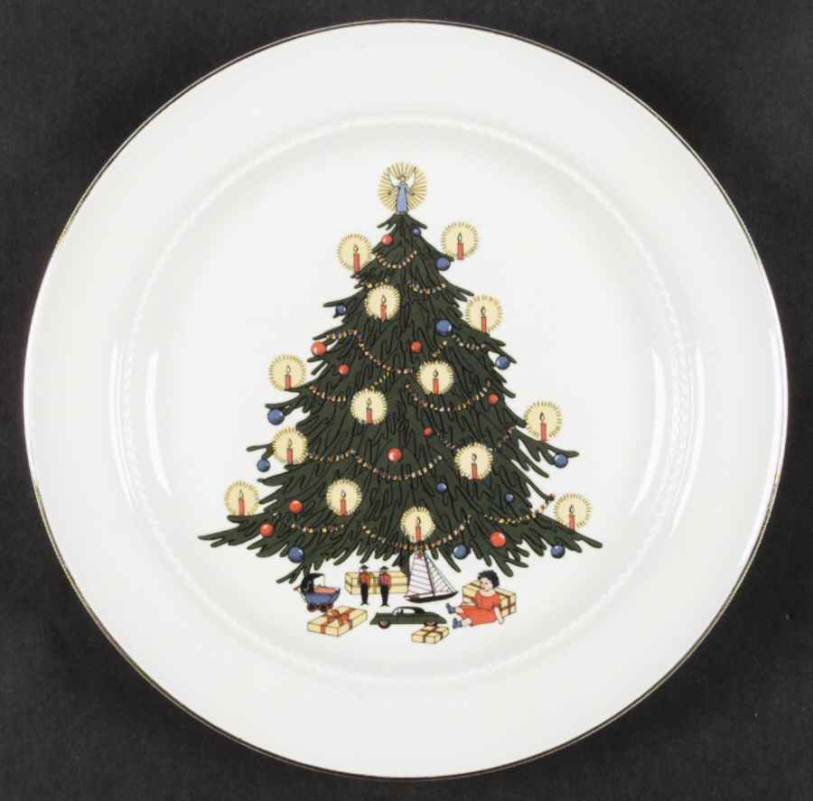 Christmas Tree & Holly Dinner Plate by Hall-1