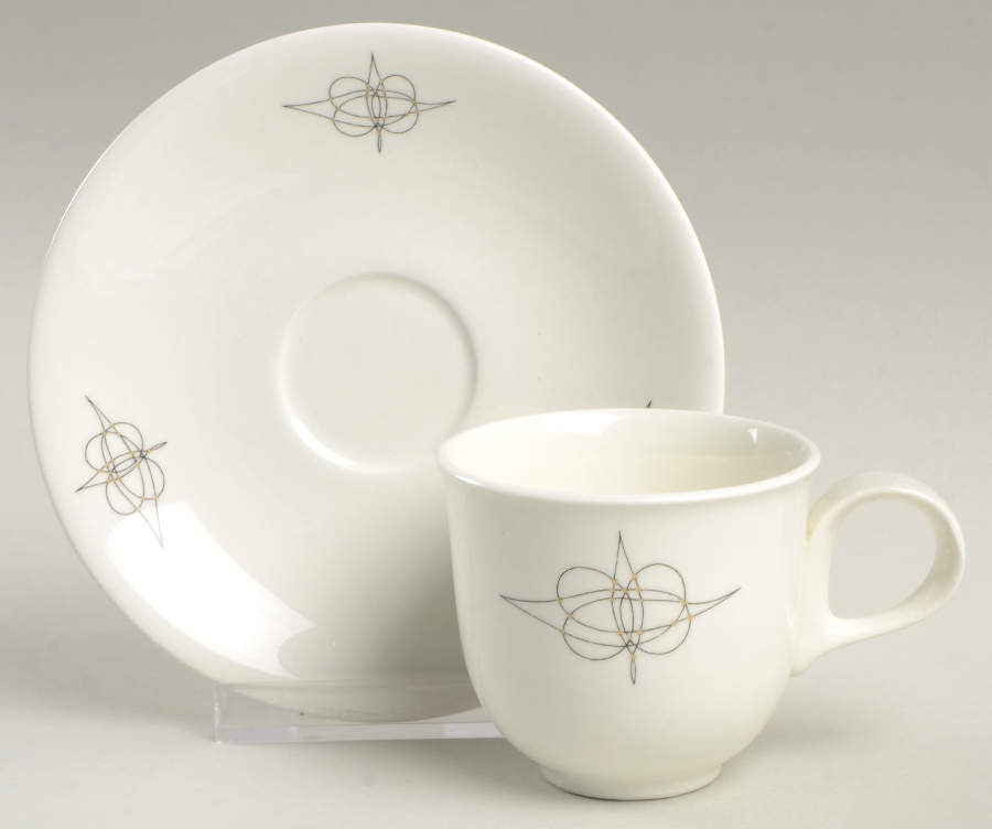 Fantasy (Eva Zeisel) Flat Demitasse Cup & Saucer Set by Hall-1
