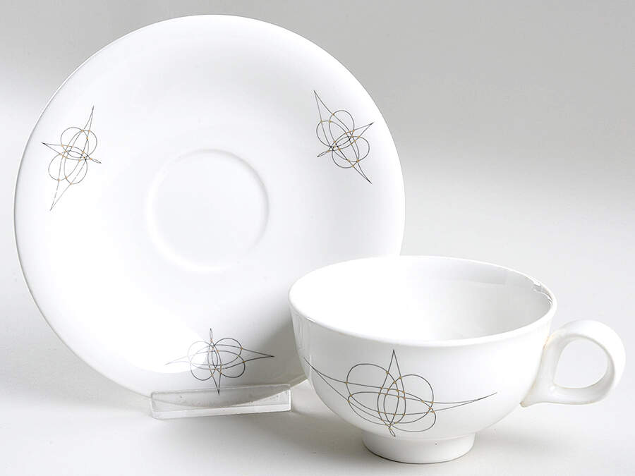 Fantasy (Eva Zeisel) Footed Cup & Saucer Set by Hall-1