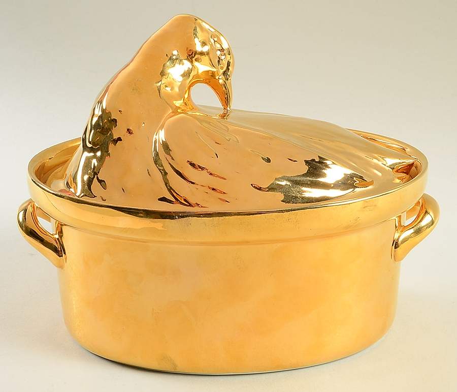 Golden Glo 1.25 Quart Oval Covered Casserole by Hall-1
