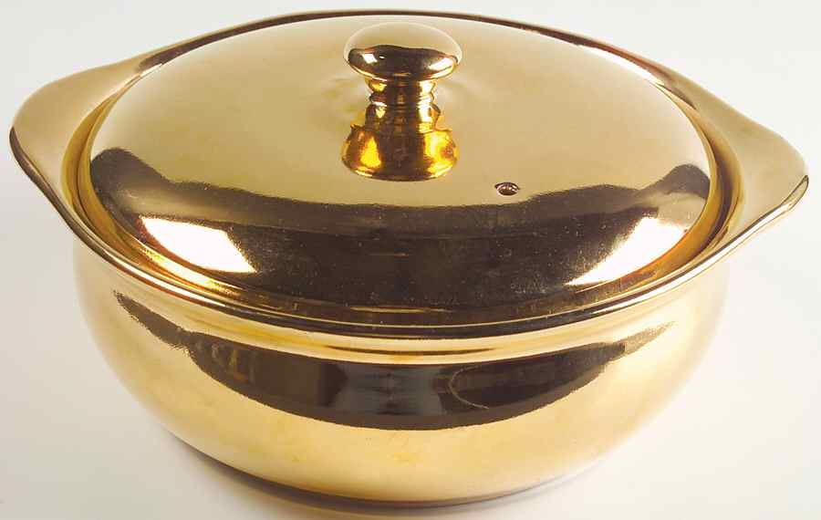 Golden Glo 1.25 Qt Round Covered Casserole by Hall-1