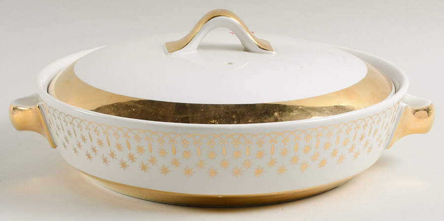 Gold Lace 2.5 Qt Round Covered Casserole by Hall-1