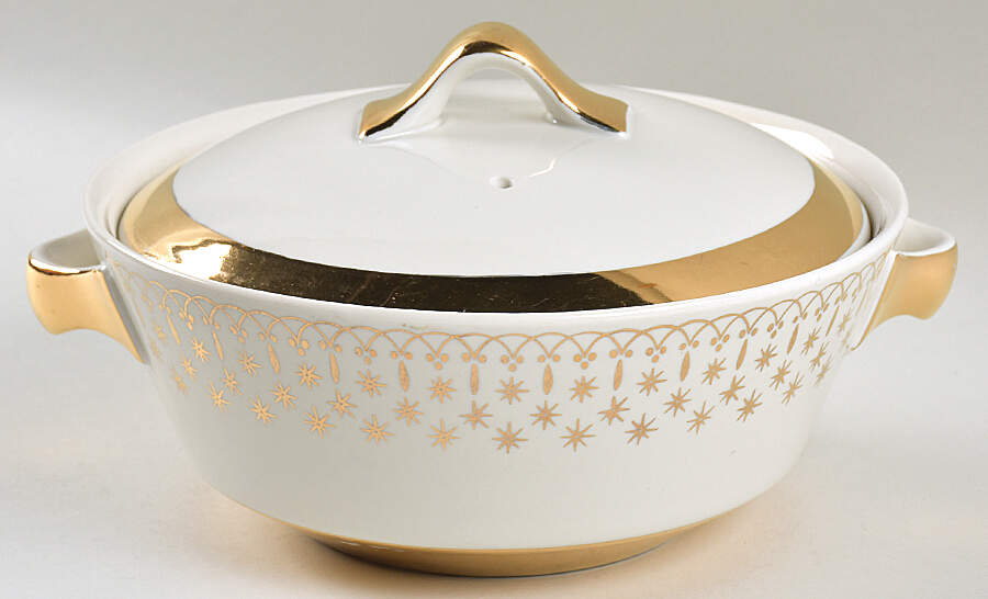 Gold Lace 1 Qt Round Covered Casserole by Hall-1