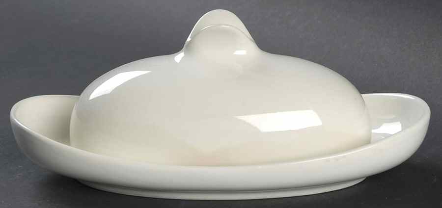 Hallcraft White 1/4 Pound  Winged Covered Butter by Hall-1