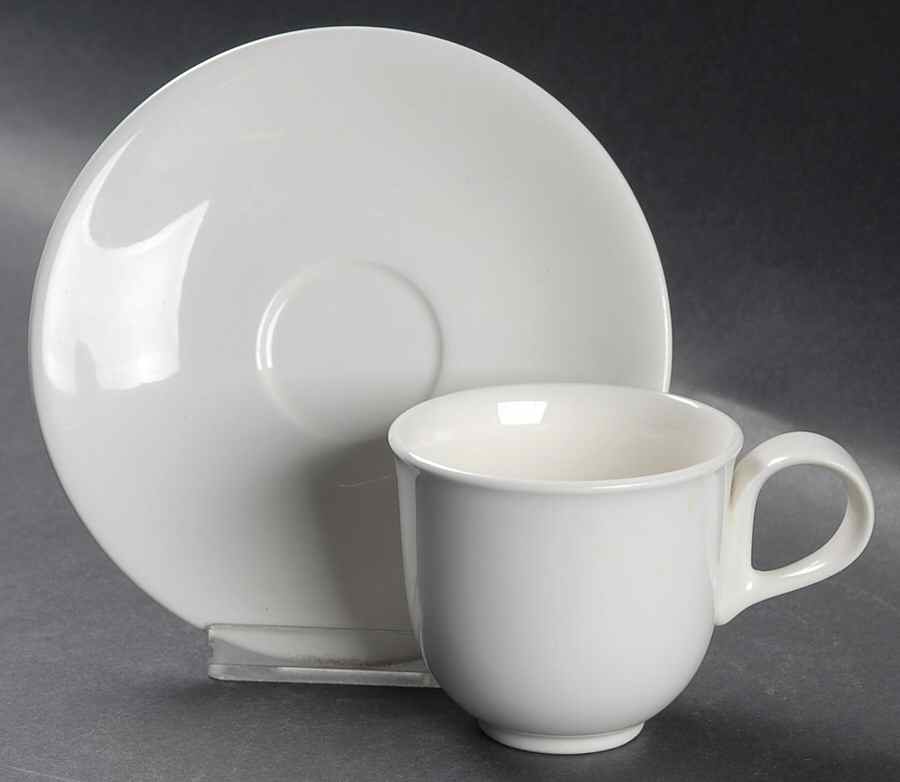 Hallcraft White Flat Demitasse Cup & Saucer Set by Hall-1