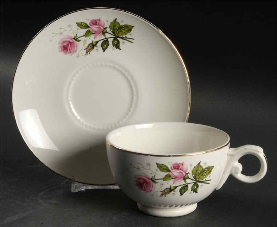 Heather Rose Footed Cup & Saucer Set by Hall-1