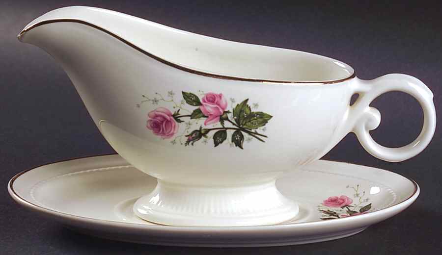 Heather Rose Gravy Boat & Underplate by Hall-1