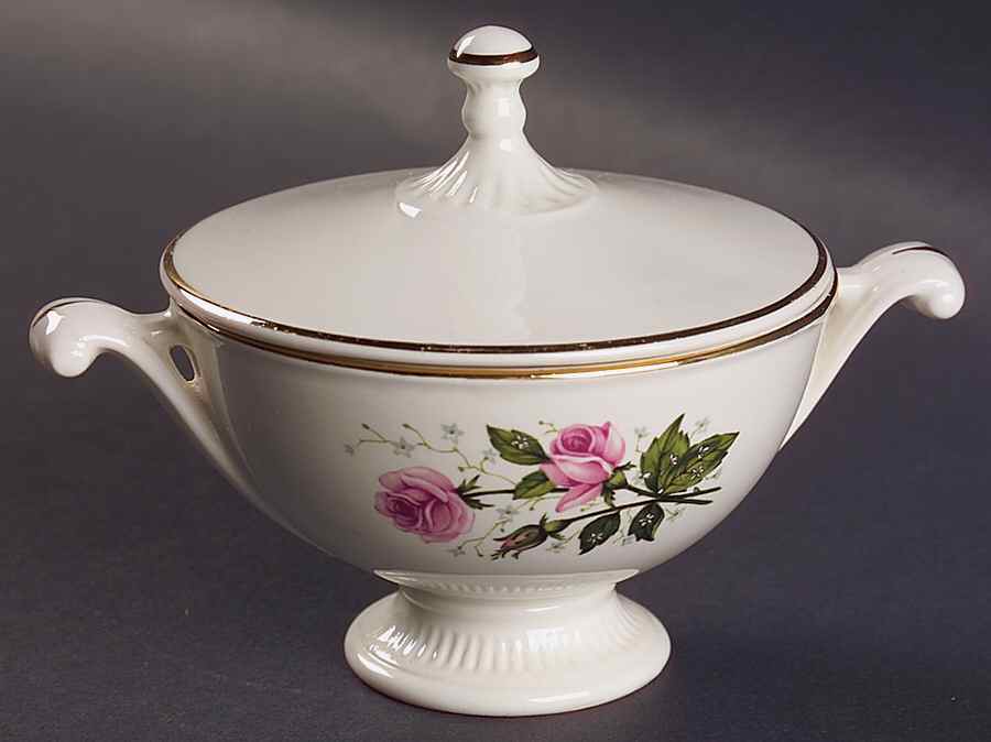 Heather Rose Sugar Bowl & Lid by Hall-1