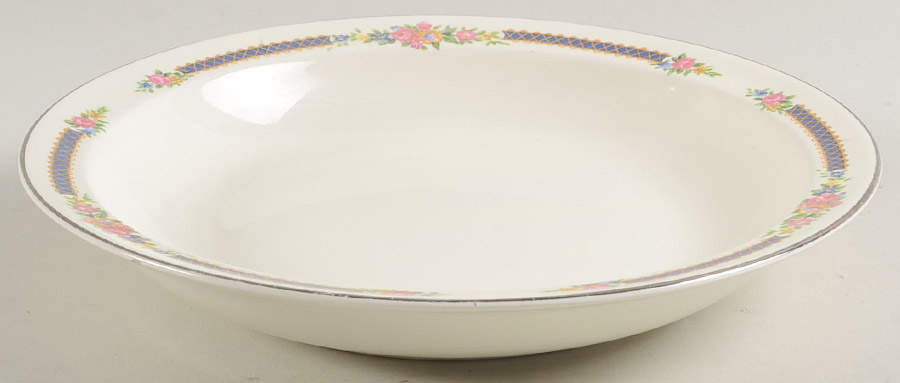 Blue Bouquet (Gold Trim) Rim Soup Bowl by Hall-1