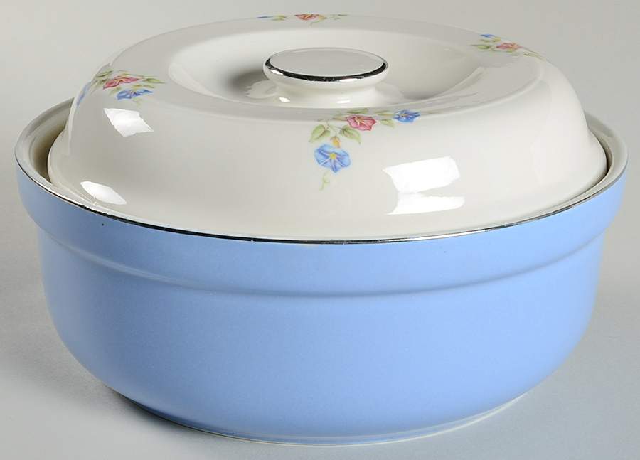 Morning Glory 2 Qt Thick Rim Round Covered Casserole by Hall-1
