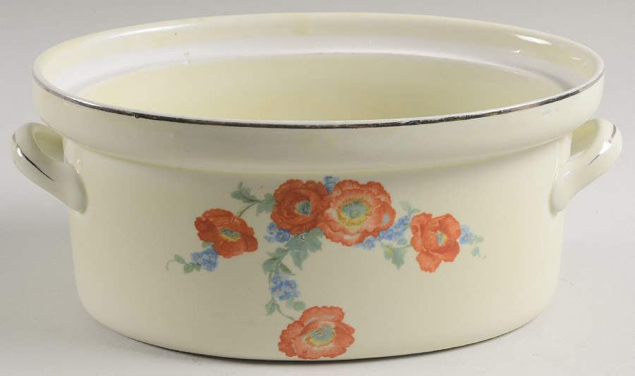 Orange Poppy 1.25 Quart Oval Covered Casserole No Lid by Hall-1