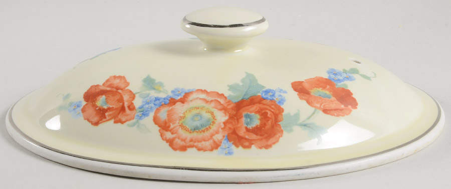 Orange Poppy Lid for 1.25 Quart Oval Covered Casserole by Hall-1