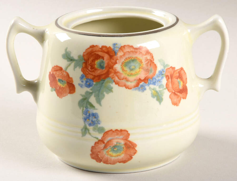 Orange Poppy Great American Sugar Bowl No Lid by Hall-1
