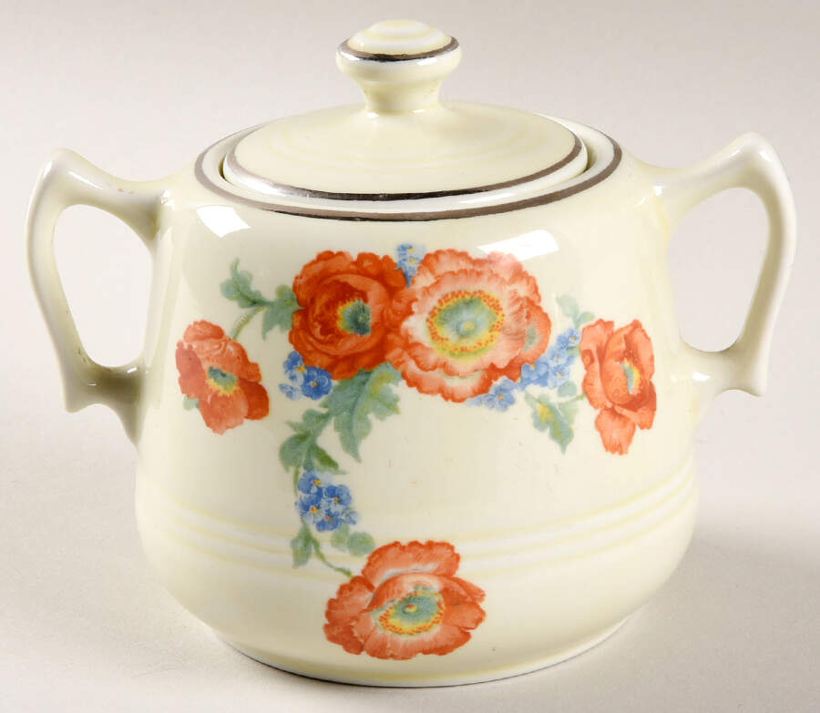 Orange Poppy Great American Sugar Bowl & Lid by Hall-1