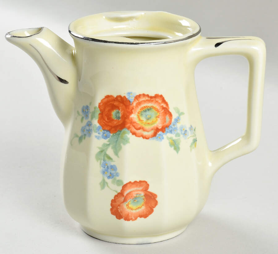 Orange Poppy Bellevue Coffee Pot No Lid by Hall-1