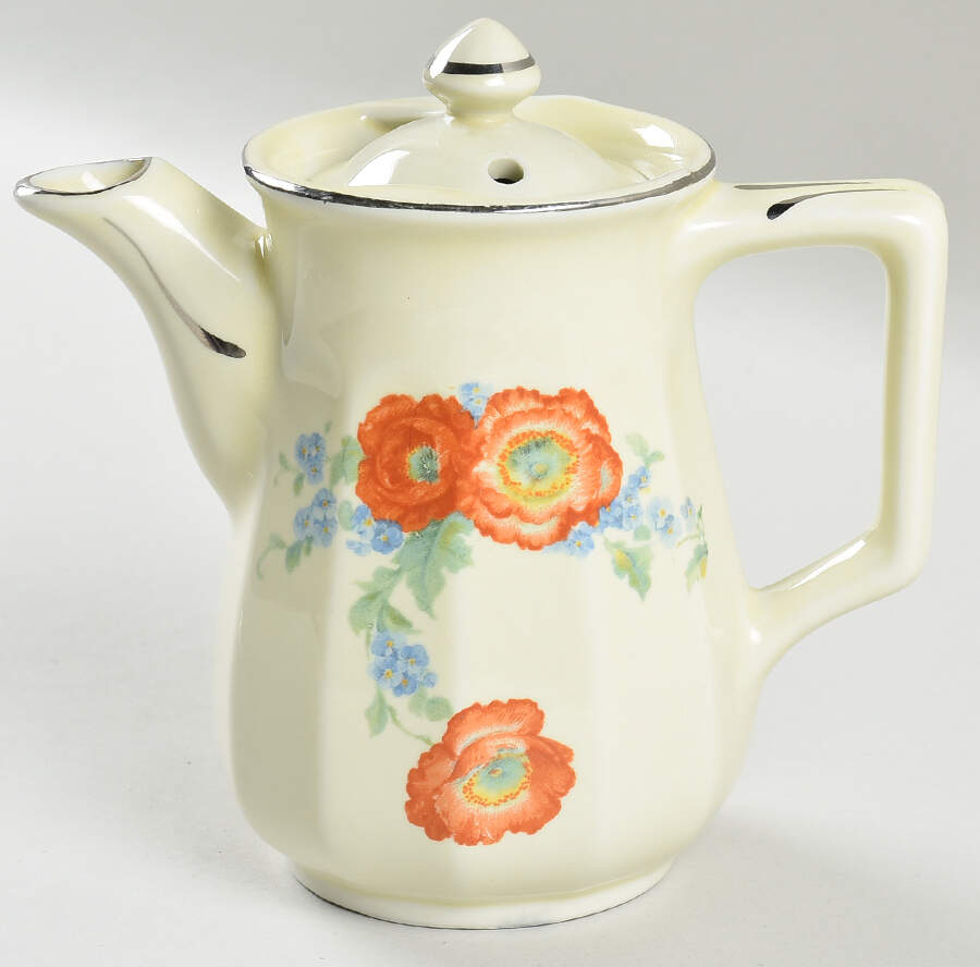 Orange Poppy Bellevue Coffee Pot & Lid by Hall-1