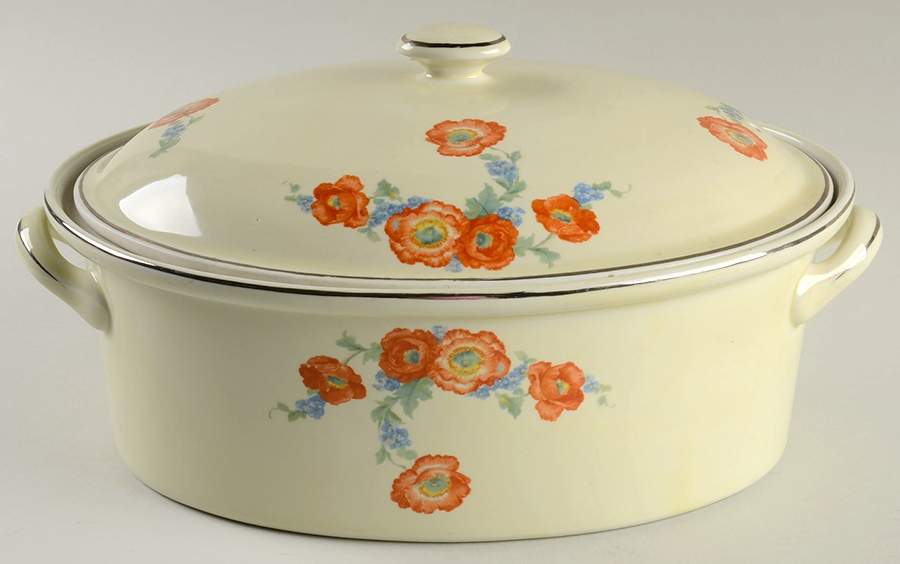 Orange Poppy 2.5 Quart Oval Covered Casserole by Hall-1