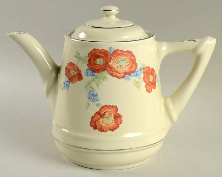 Orange Poppy Musical Teapot & Lid by Hall-1