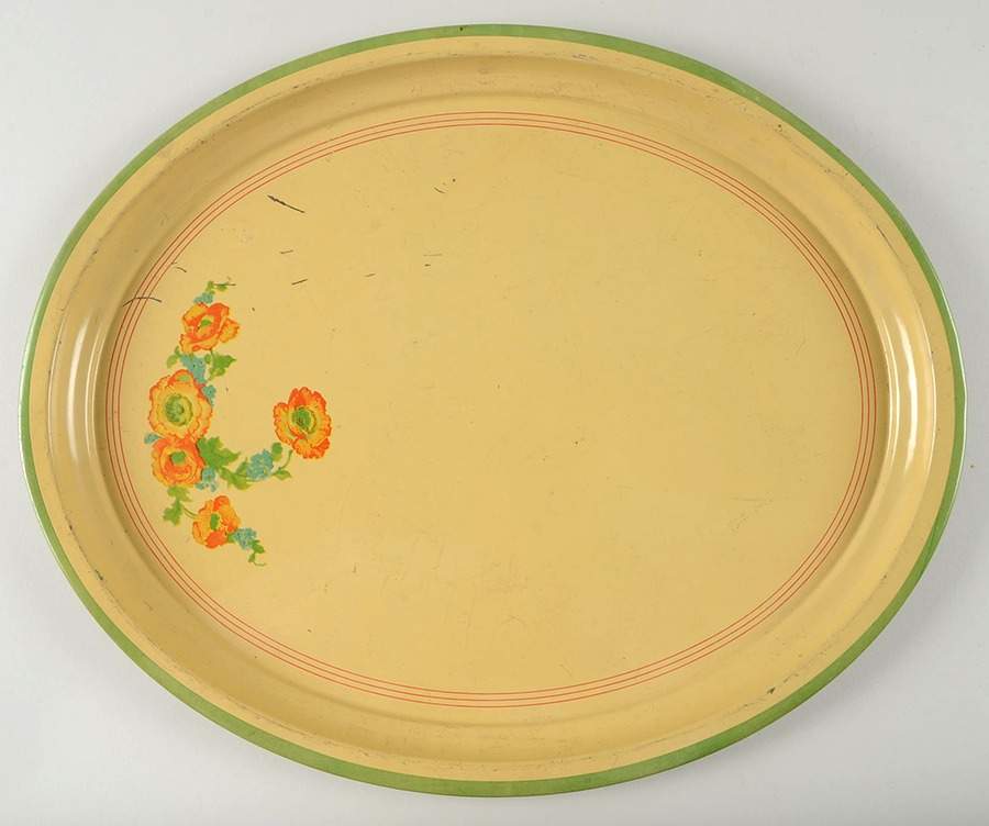 Orange Poppy Metal Oval Tray by Hall-1