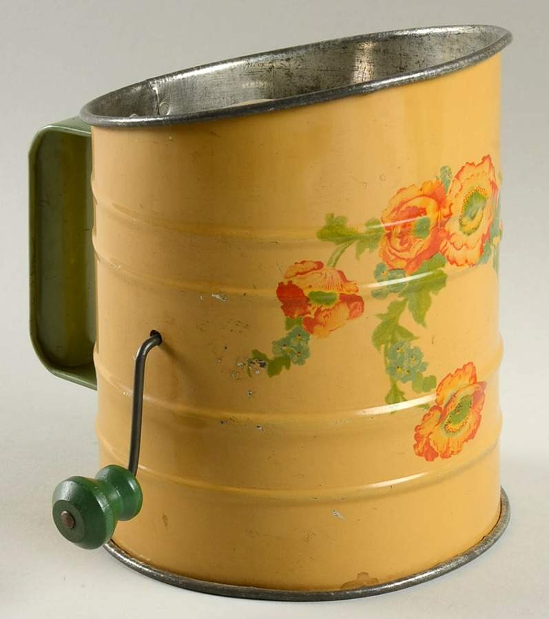 Orange Poppy Metal Flour Sifter by Hall-1
