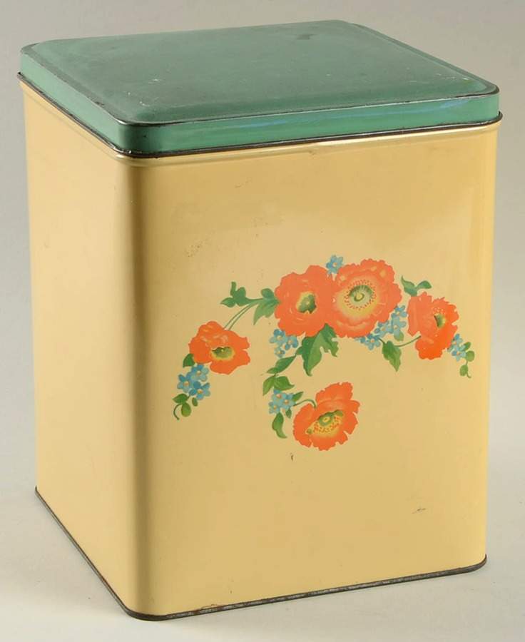 Orange Poppy Extra Large Square Metal Canister by Hall-1