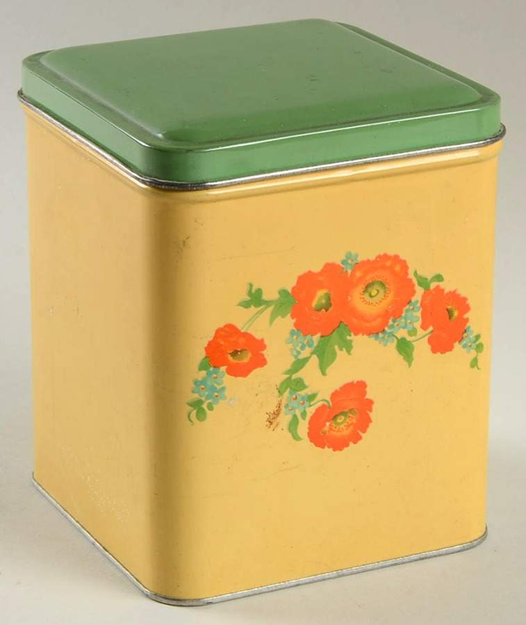 Orange Poppy Small Square Metal Canister by Hall-1
