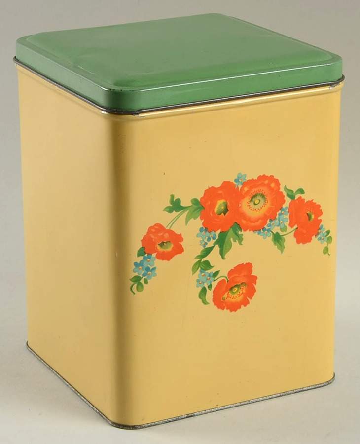 Orange Poppy Large Square Metal Canister by Hall-1
