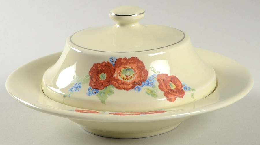 Orange Poppy Round Covered Butter by Hall-1