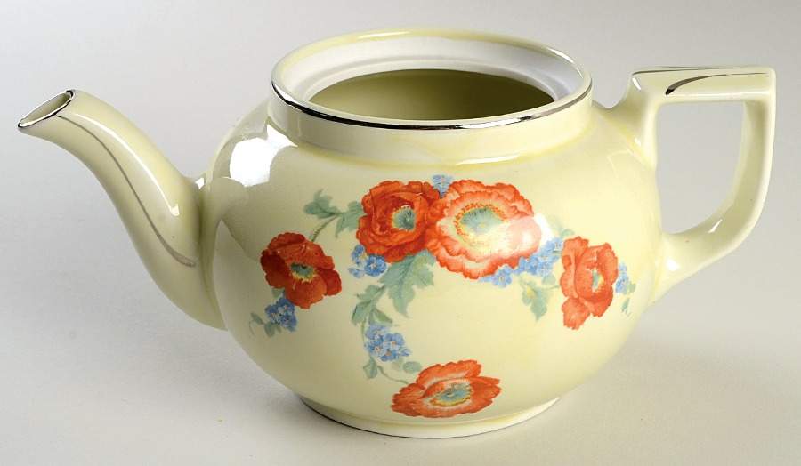 Orange Poppy Boston Teapot No Lid by Hall-1