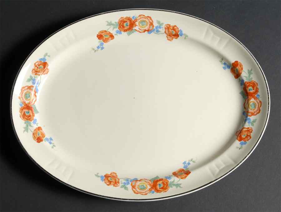 Orange Poppy 13" Oval Serving Platter by Hall-1