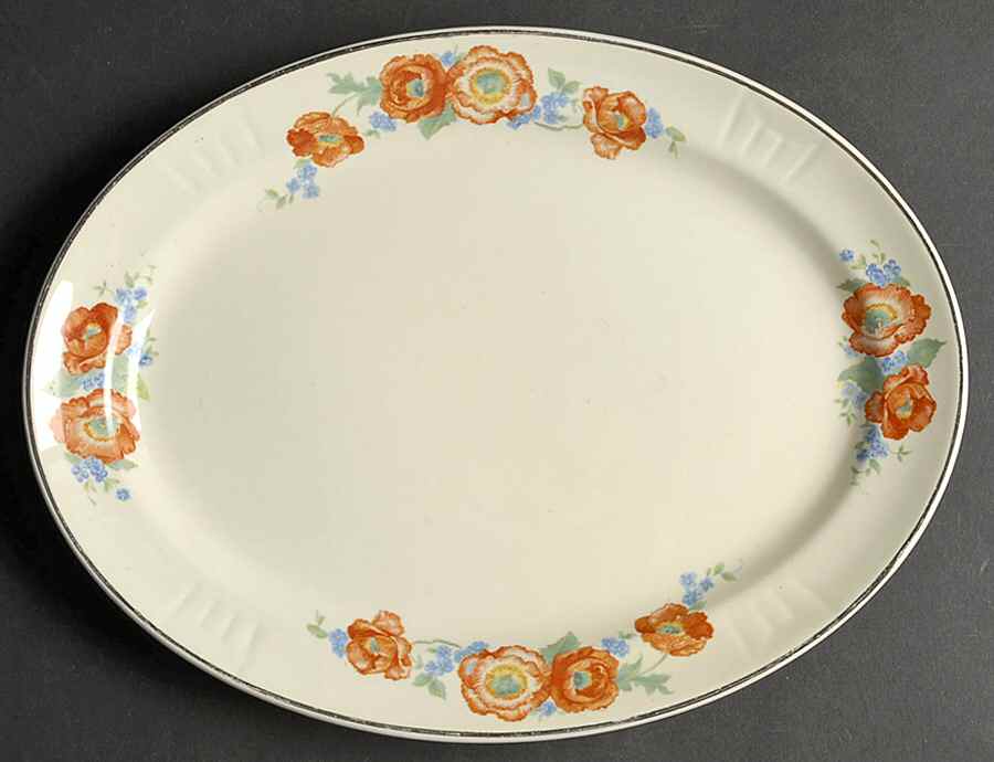 Orange Poppy 11" Oval Serving Platter by Hall-1