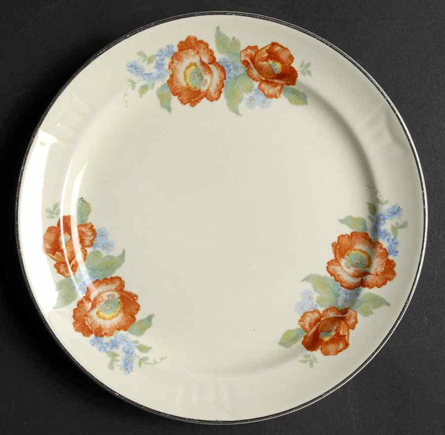 Orange Poppy Bread & Butter Plate by Hall-1
