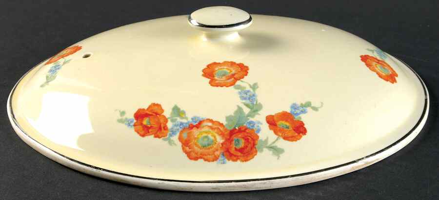 Orange Poppy Lid for 3.5 Qt Oval Covered Casserole by Hall-1