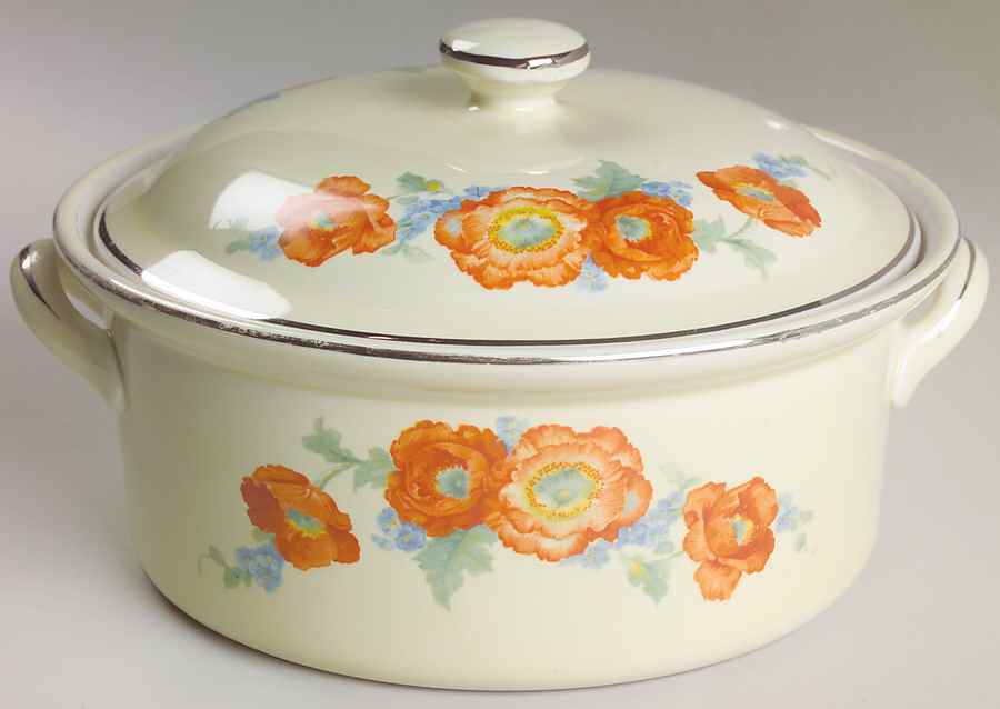 Orange Poppy #76 1 3/4 Qt Round Covered Casserole by Hall-1