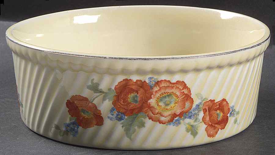 Orange Poppy French Fluted Baker by Hall-1