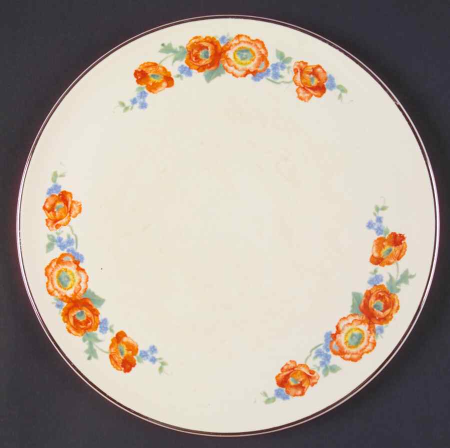 Orange Poppy Cake Plate by Hall-1