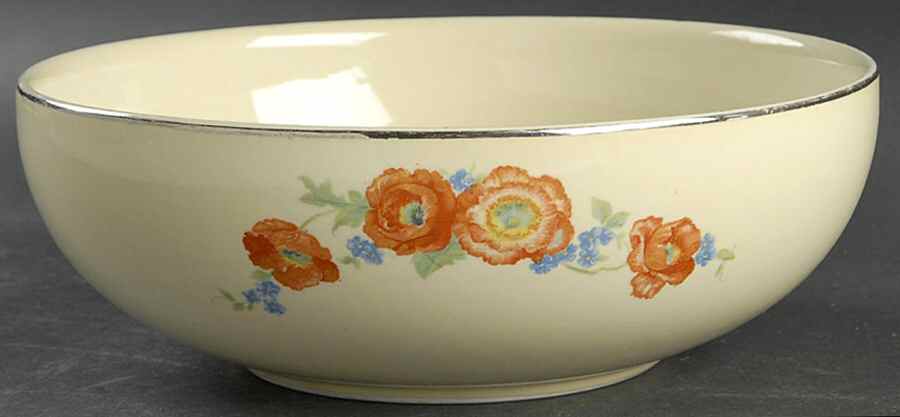 Orange Poppy 9" Round Vegetable Bowl by Hall-1