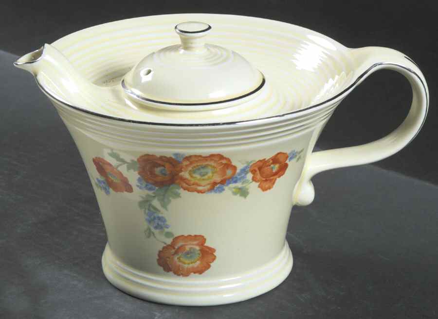 Orange Poppy Melody Teapot & Lid by Hall-1