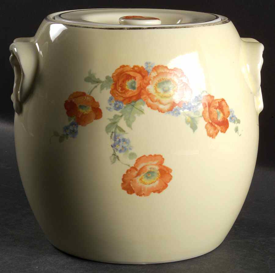 Orange Poppy Pretzel Jar & Lid by Hall-1
