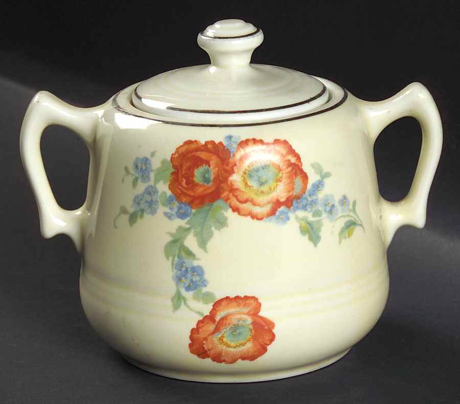Orange Poppy Great American Sugar Bowl & Lid by Hall-1
