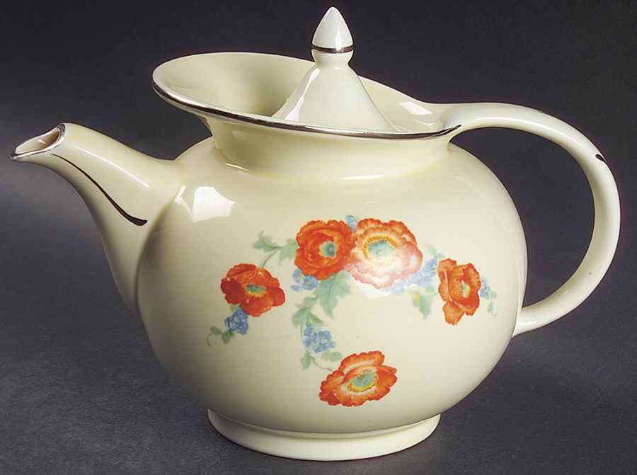 Orange Poppy Windshield Teapot & Lid by Hall-1