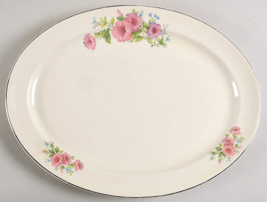 Pastel Morning Glory 13" Oval Serving Platter by Hall-1