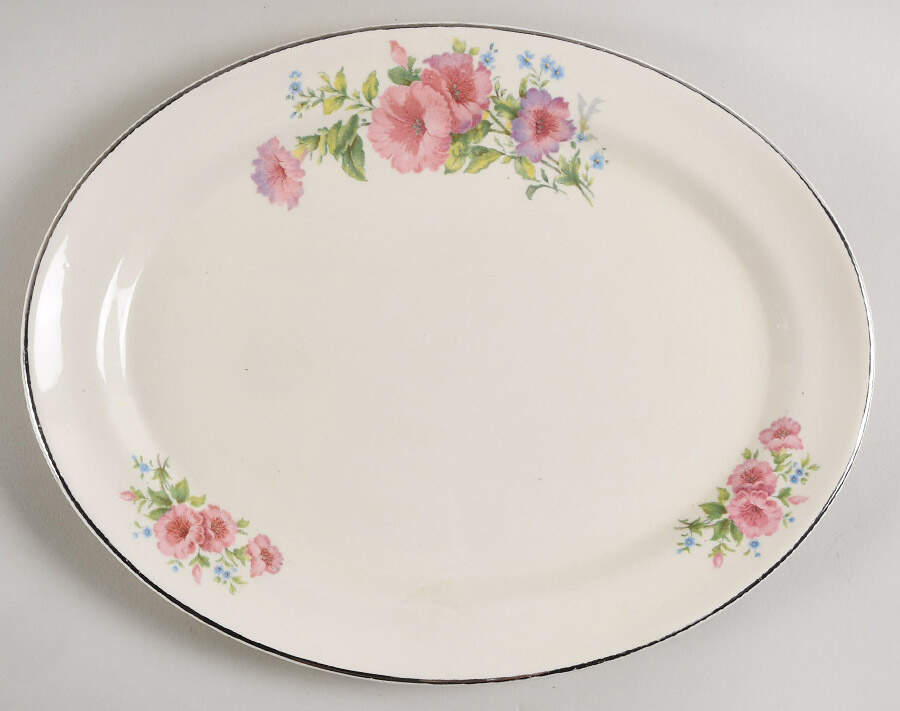 Pastel Morning Glory 11" Oval Serving Platter by Hall-1
