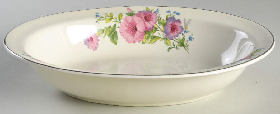 Pastel Morning Glory 10" Oval Vegetable Bowl by Hall-1