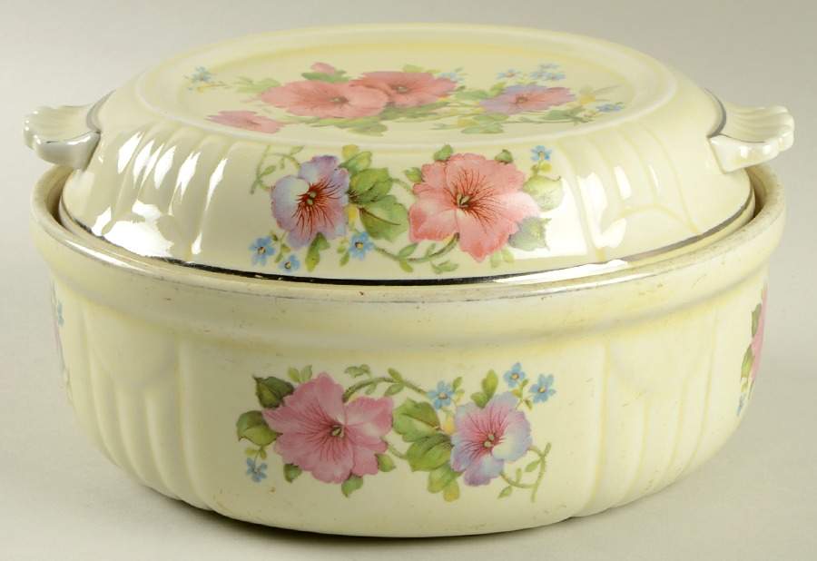 Pastel Morning Glory 1.5 Quart Radiance Casserole with Lid by Hall-1