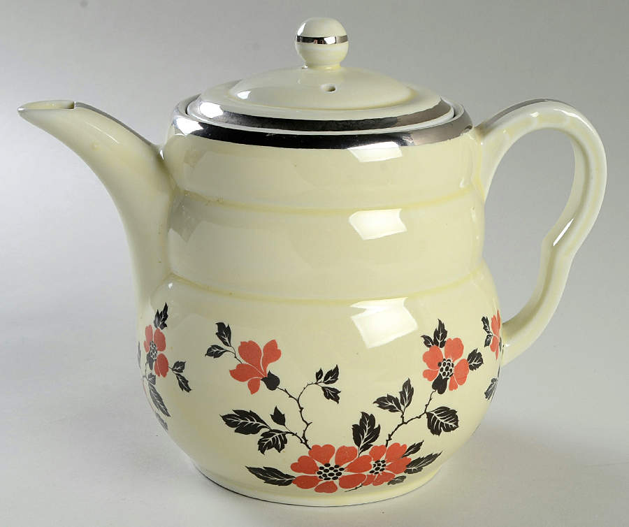 Red Poppy (Platinum Ring) Daniel Coffee Pot & Lid by Hall-1