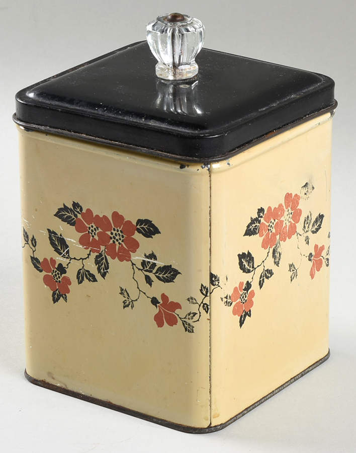 Red Poppy (Platinum Ring) Small Square Metal Canister by Hall-1